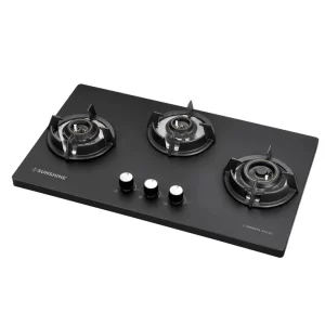 Sunshine Carnival Plus Brass Burner Matt Finish Super Slim Tablet Hob 3 Burner Auto Ignition (LPG)