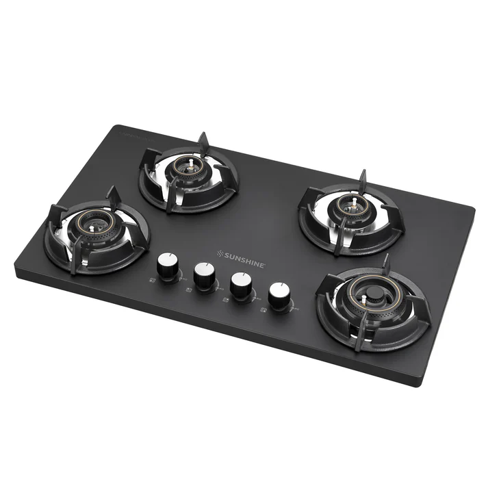 Sunshine Carnival Plus Brass Burner Matt Finish Super Slim Tablet Hob 4 Burner Auto Ignition (LPG)