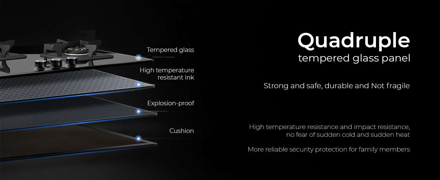 Sunshine Slimmest Magnite 4 Burner Glass Hob Top Cooktop Manual Ignition (PNG) - Image 15