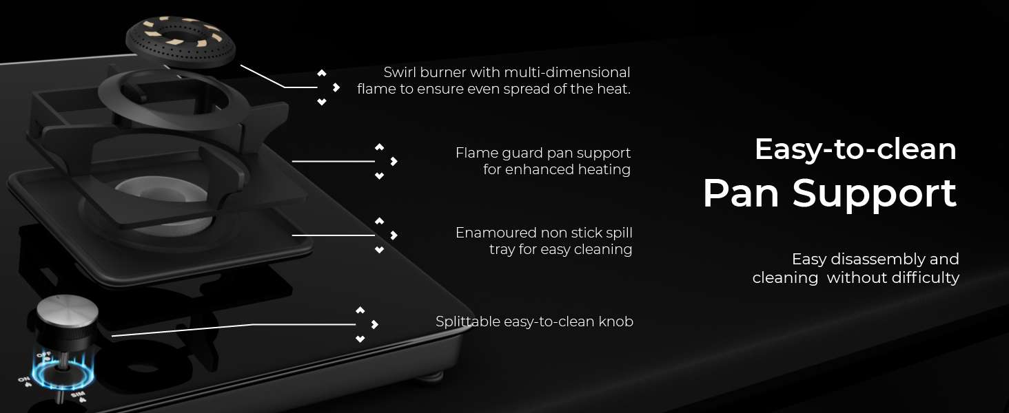 Sunshine Slimmest Magnite 4 Burner Glass Hob Top Cooktop Manual Ignition (PNG) - Image 12