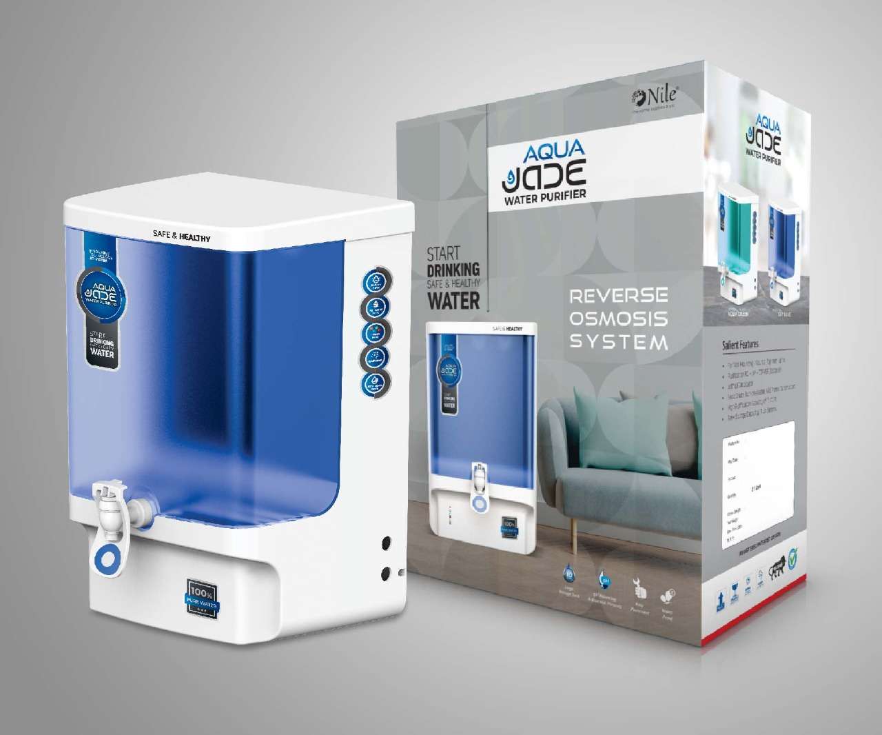 Aqua Jade RO Water Purifier with Active Copper RO + UV + UF + TDS Control + Pre Filter & Accessories, Premium RO Water Filter System for home 10 Ltrs, 8 Stage (Blue) - Image 11