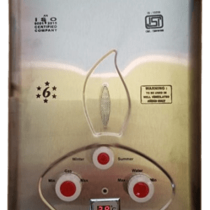 Lowe's Suraksha Stainless Steel With Digital Temperature Display 6ltr LP Instant Gas Geyser | Fully Automatic Low Pressure Gas Water Heater | 6Ltr Capacity Copper Tank | ISI Mark Heating Element