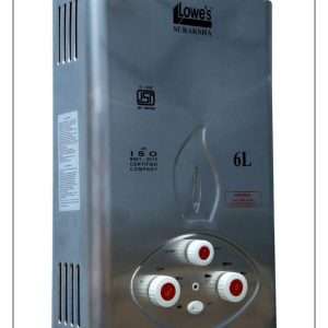 Lowe's Suraksha Stainless Steel 6ltr LP Instant Gas Geyser | Fully Automatic Low Pressure Gas Water Heater | 6Ltr Capacity Copper Tank | ISI Mark Heating Element