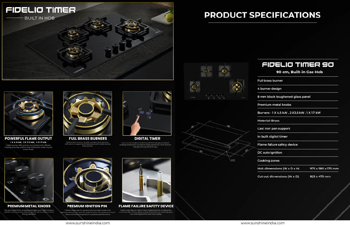 SUNSHINE FIDELIO TIMER 4B 90 CM BUILT IN HOB - Image 8