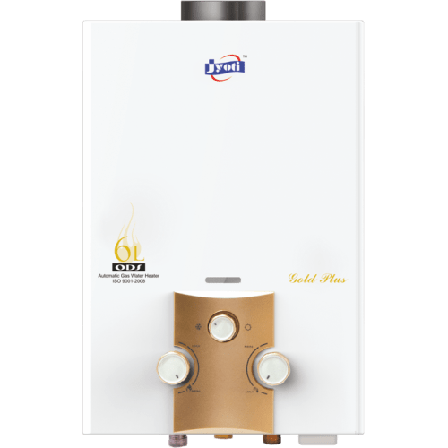 Jyoti Gold Plus LP Instant Gas Geyser | Fully Automatic Low Pressure Gas Water Heater | 6Ltr Capacity Copper Tank | ISI Mark Heating Element